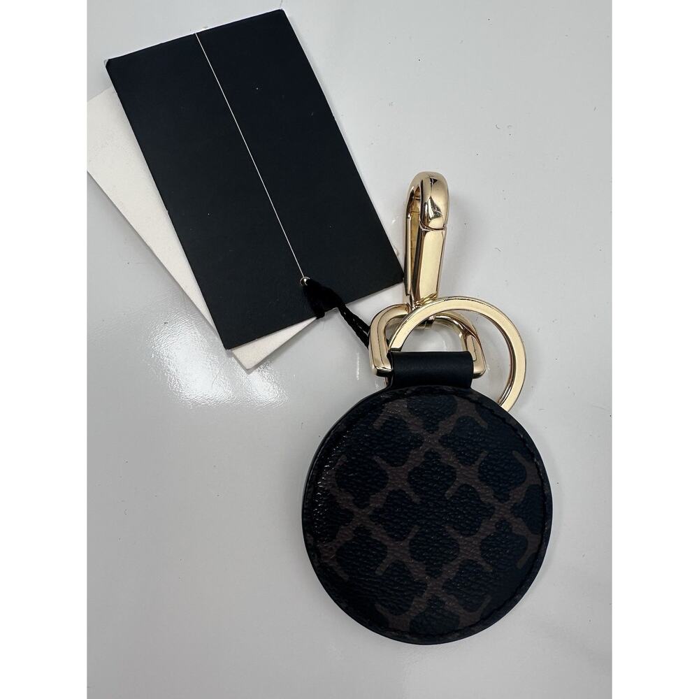⭐️ Marlene Birger Leather Round Key Ring Black/Brown/Gold NWT - Picture 4 of 7